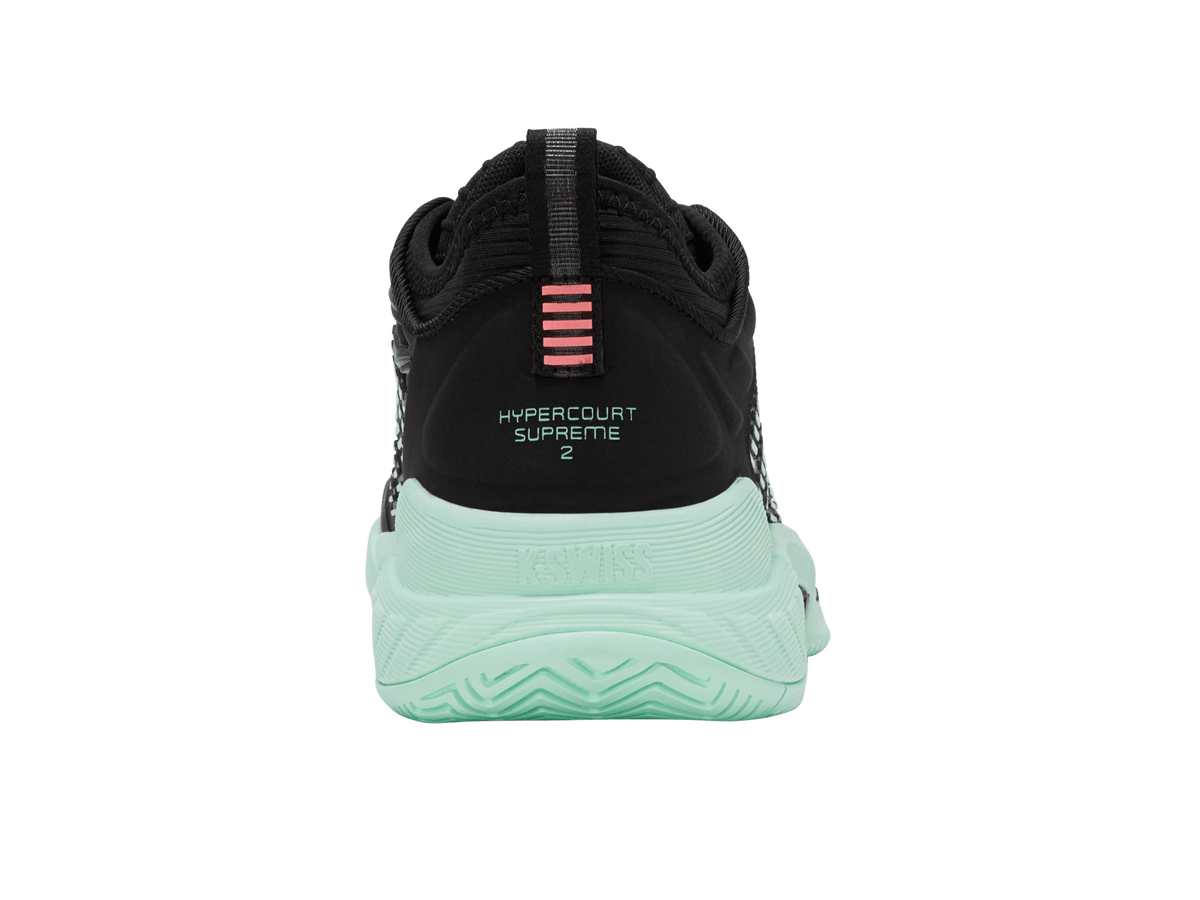 K-Swiss Women's Hypercourt Supreme 2 Court Shoes – Black/Neon Mint