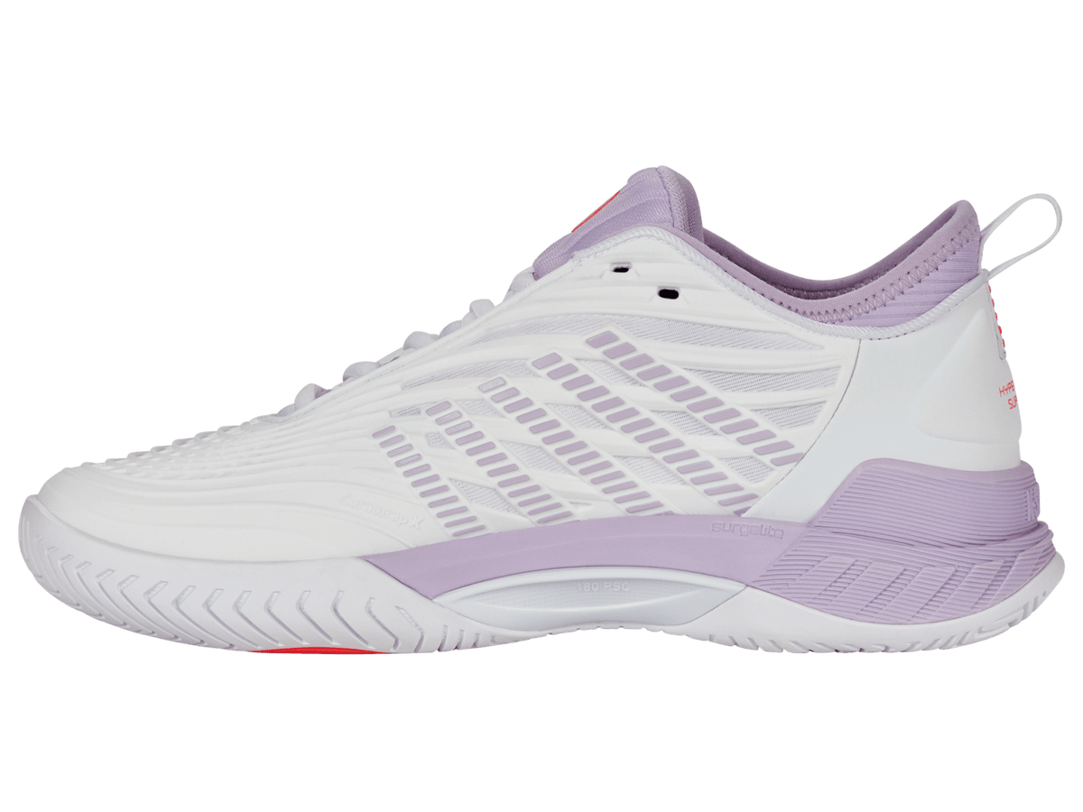 K-Swiss Women's Hypercourt Supreme 2 Court Shoes – White/Orchid Petal/Neon Blaze