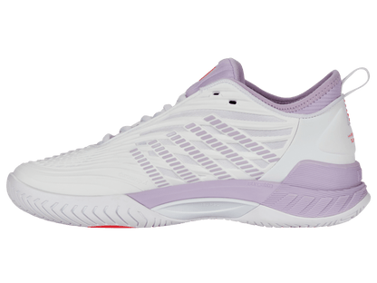 K-Swiss Women's Hypercourt Supreme 2 Court Shoes – White/Orchid Petal/Neon Blaze