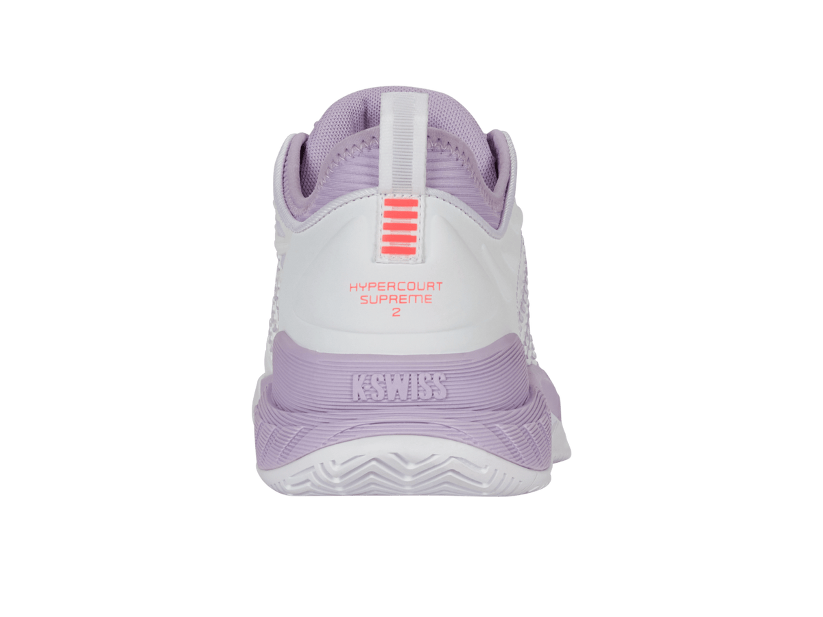 K-Swiss Women's Hypercourt Supreme 2 Court Shoes – White/Orchid Petal/Neon Blaze