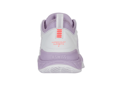 K-Swiss Women's Hypercourt Supreme 2 Court Shoes – White/Orchid Petal/Neon Blaze