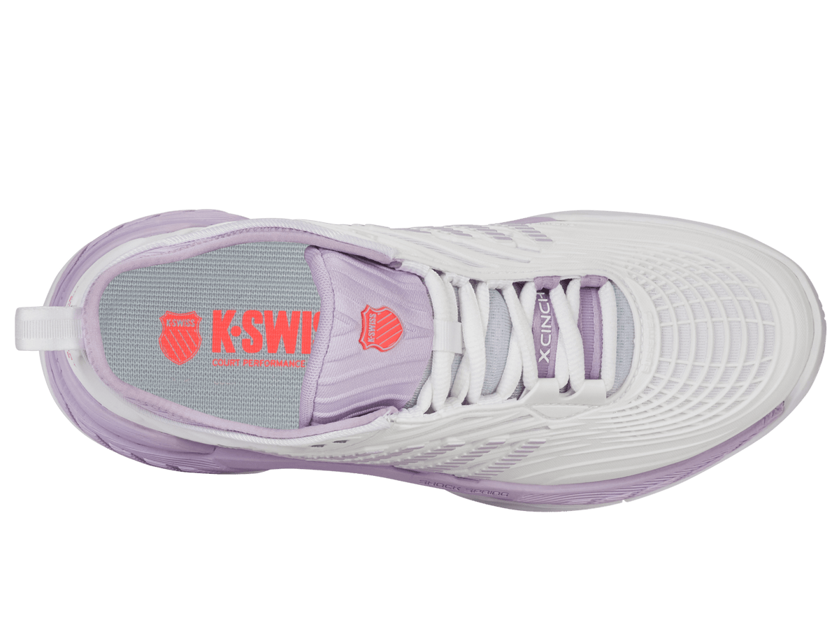 K-Swiss Women's Hypercourt Supreme 2 Court Shoes – White/Orchid Petal/Neon Blaze