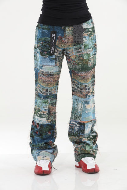 Painting Tapestry Stacked Flare Jeans