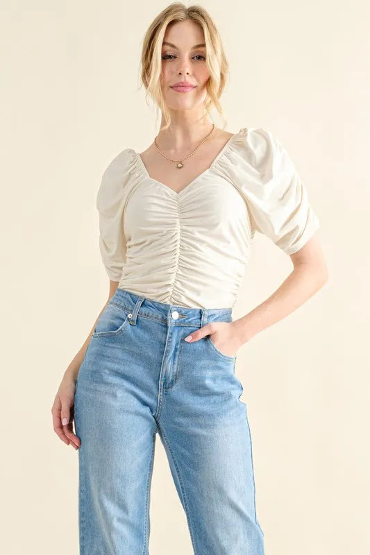 Buttery Soft Ruched Detailed Jersey Bodysuit.