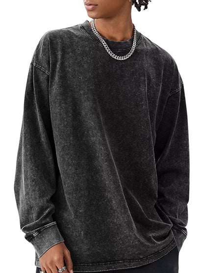 Vintage Acid Wash Oversized Long Sleeve T-Shirt — alternate product view | KRIFFA