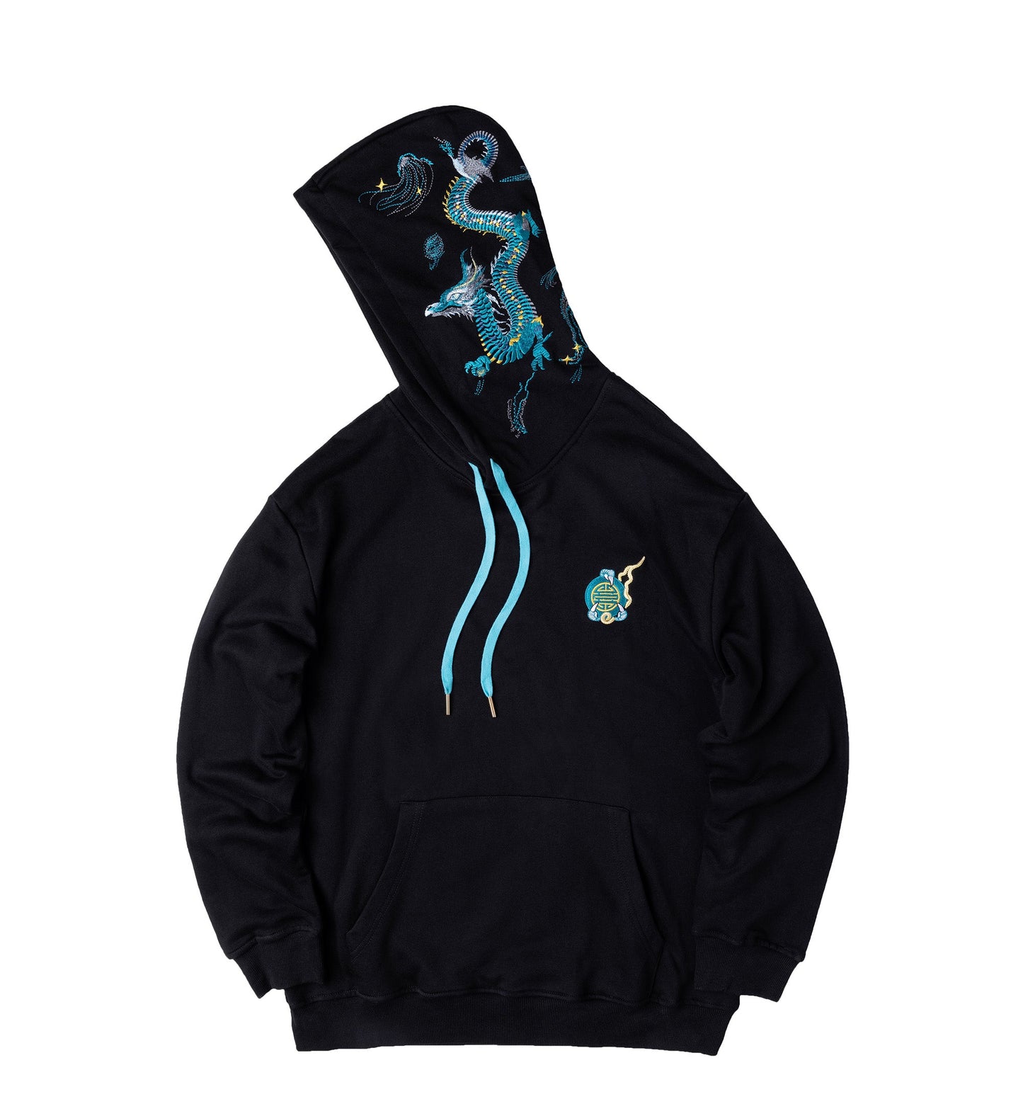 Blue Dragon Embroidery Hoodie