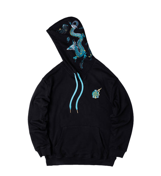 Blue Dragon Embroidery Hoodie