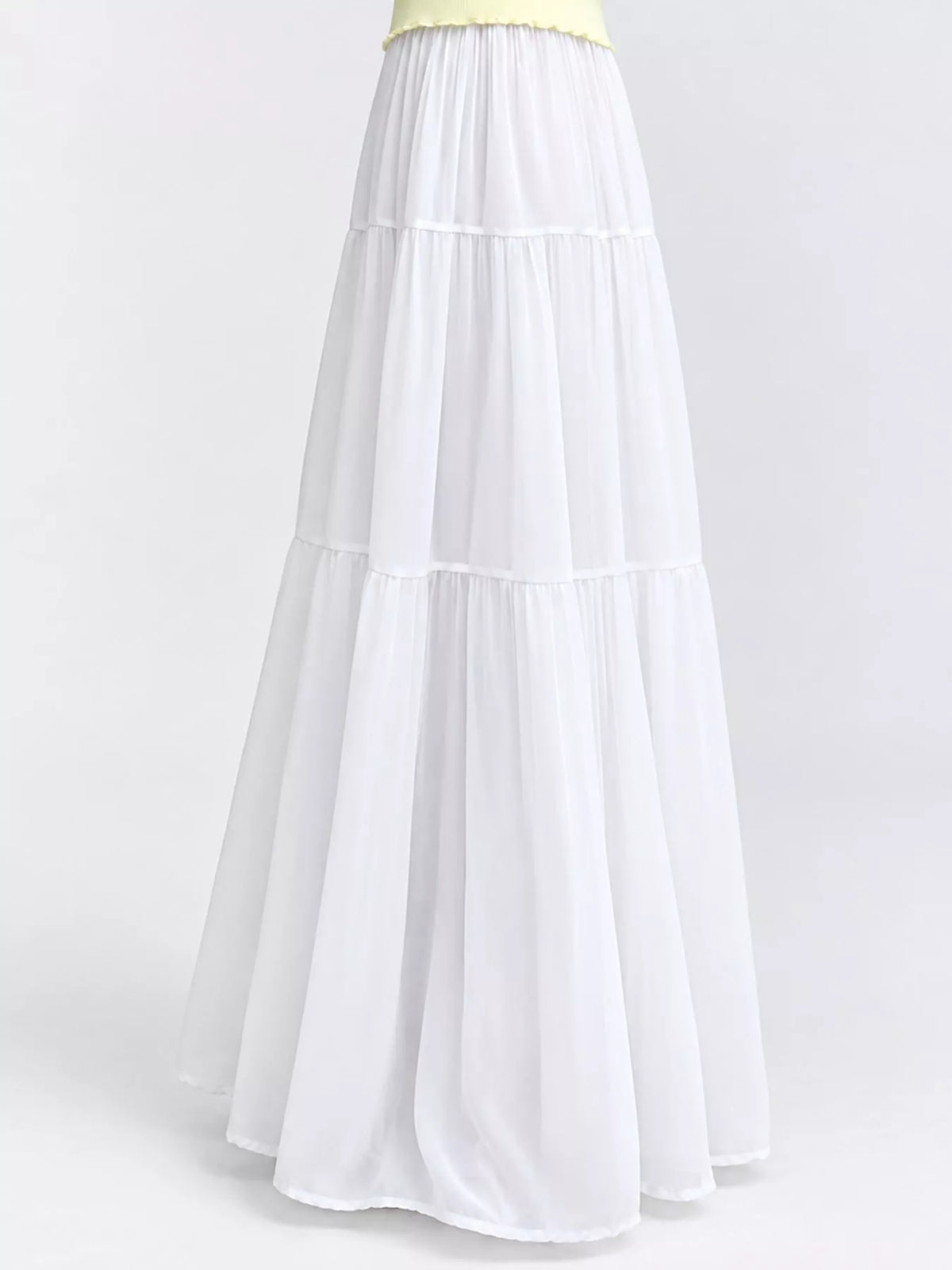 High-waisted tiered pleated maxi skirt
