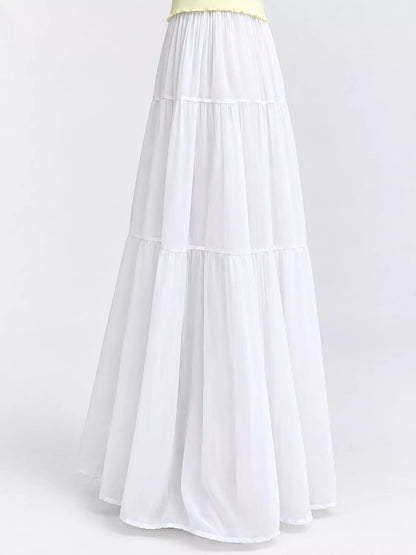 High-waisted tiered pleated maxi skirt