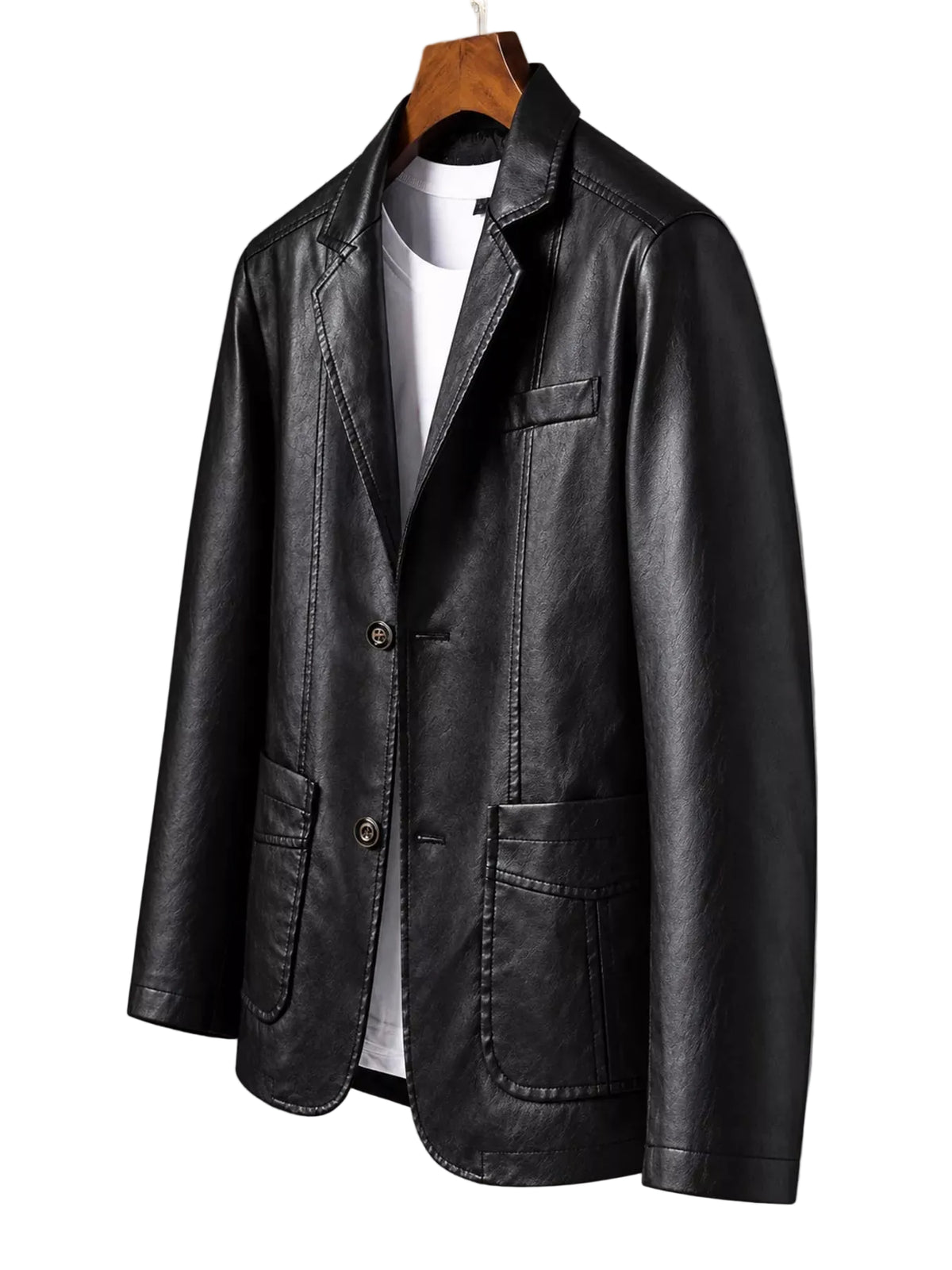 Faux Leather Slim-Fit Blazer