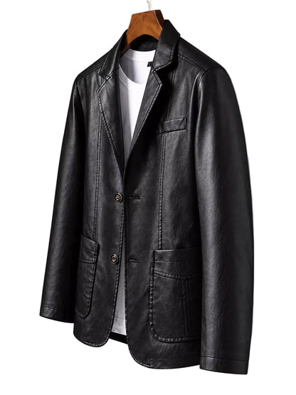 Faux Leather Slim-Fit Blazer