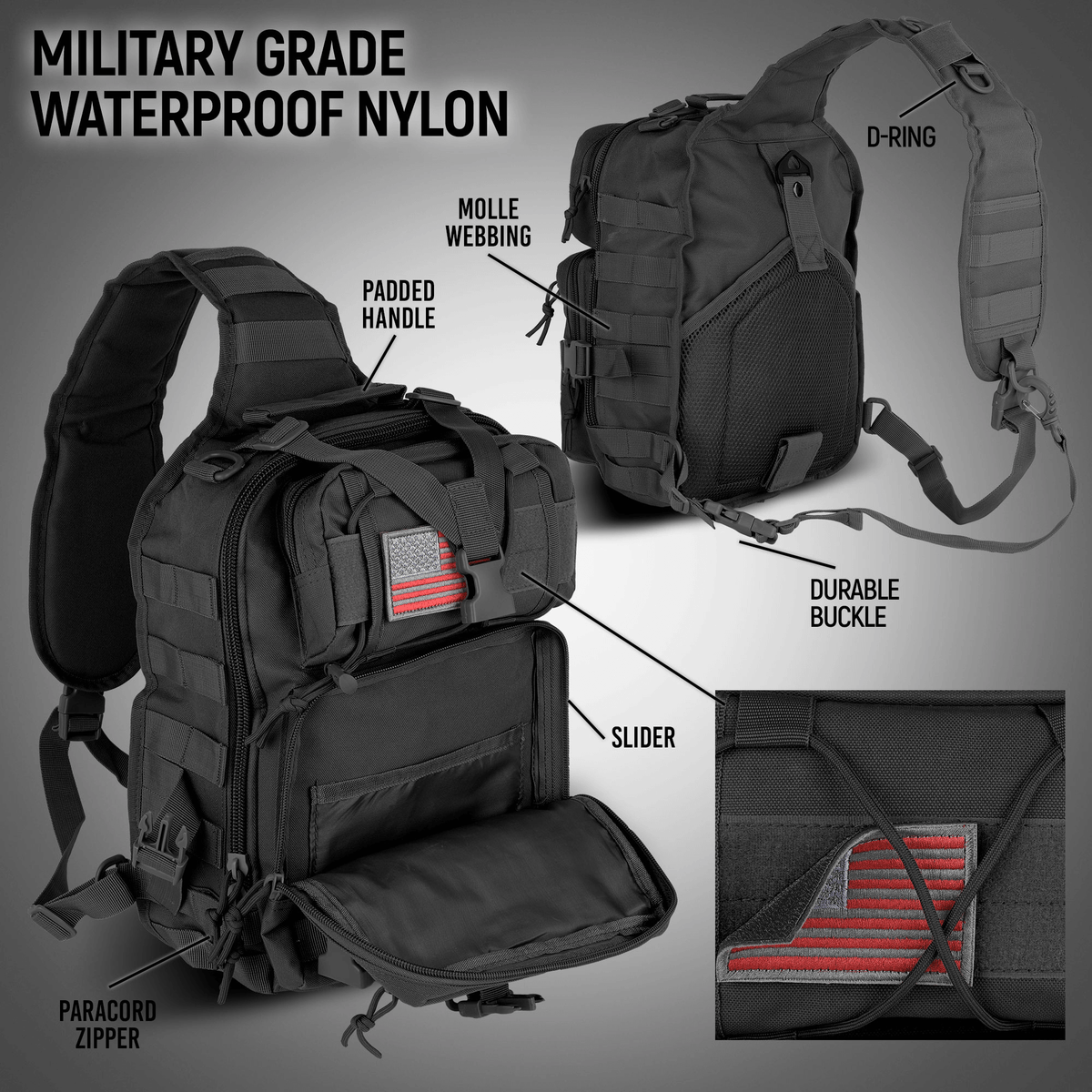 Tactical 14L Range Sling Bag Backpack with Adjustable Strap