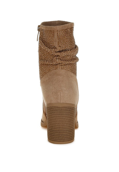 Chinar Rhinestone Studded Slouchy Ankle Boots