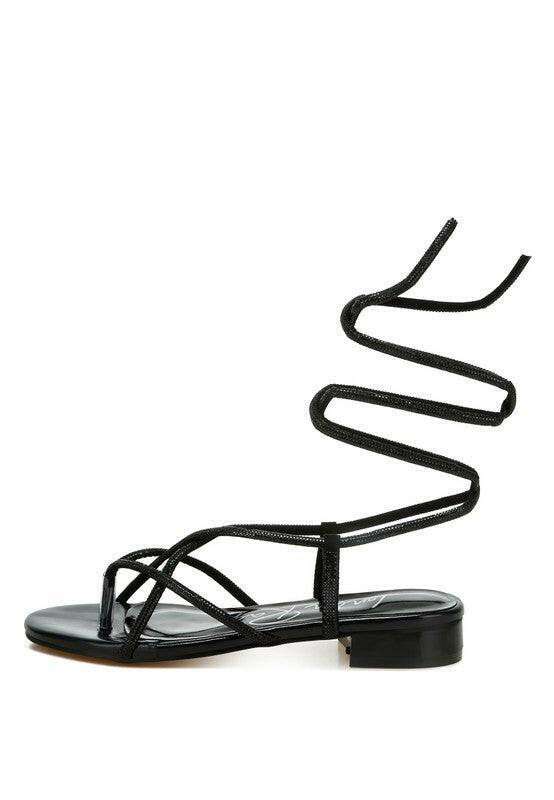 Babbity Rhinestone Embellished Lace-Up Sandals.