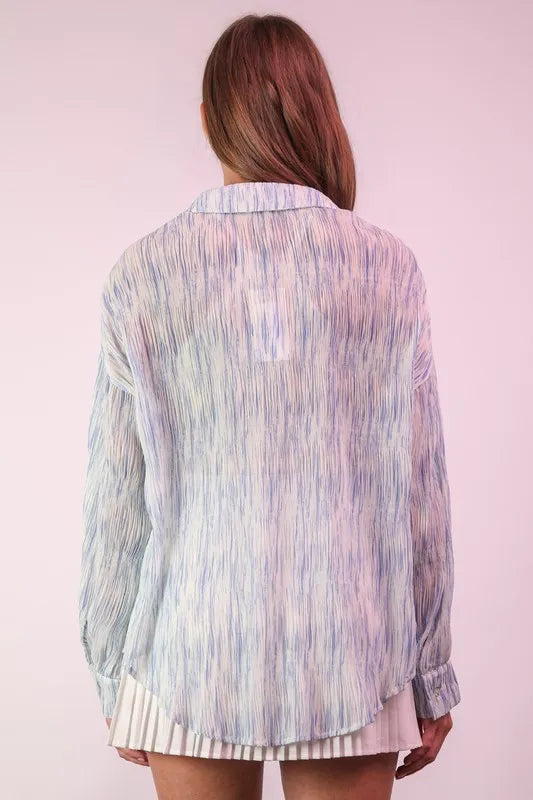 Oversized Printed Button Up Shirt.