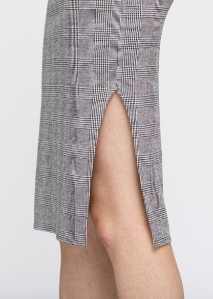 Glen Plaid Off Shoulder Crisscross Dress | Grey Black
