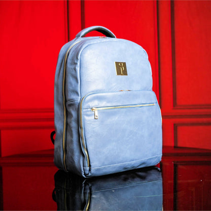 Baby Blue Tumbled Leather Commuter Bag