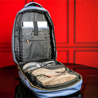 Baby Blue Tumbled Leather Commuter Bag