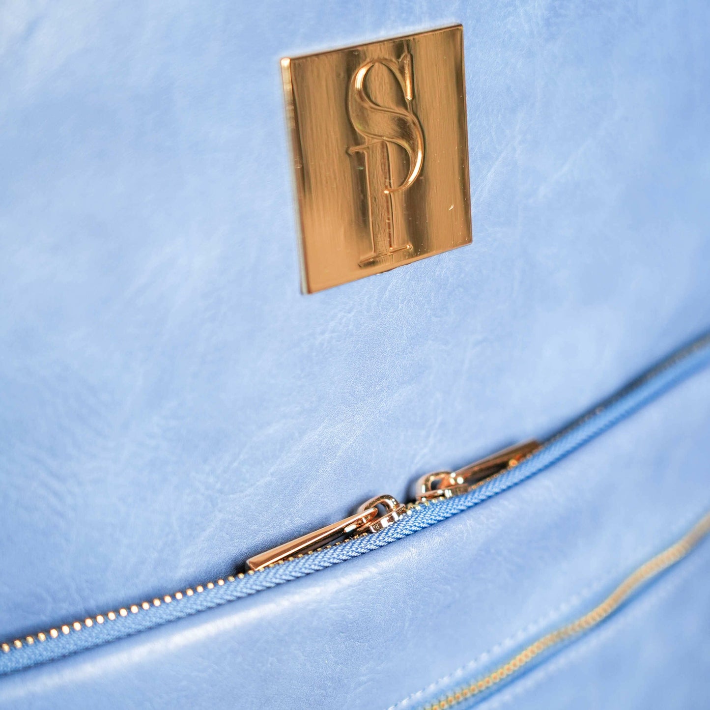 Baby Blue Tumbled Leather Commuter Bag