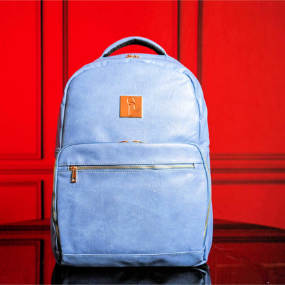 Baby Blue Tumbled Leather Commuter Bag