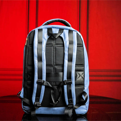 Baby Blue Tumbled Leather Commuter Bag