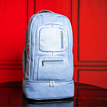 Baby Blue Leather Luxury Carry-On Backpack