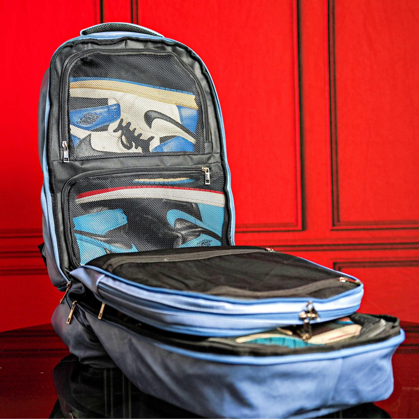 Baby Blue Leather Luxury Carry-On Backpack