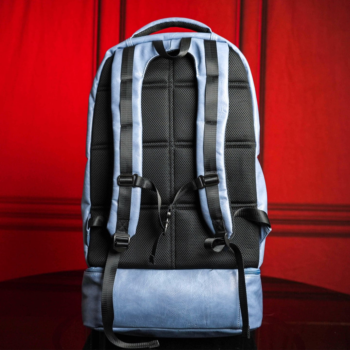 Baby Blue Leather Luxury Carry-On Backpack