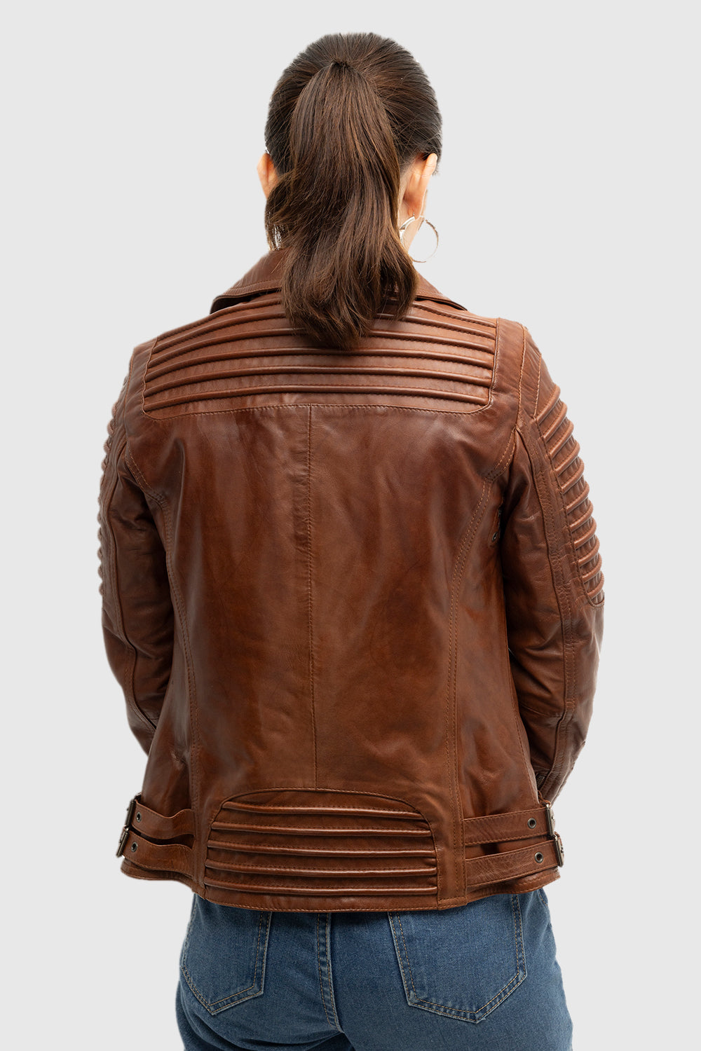 Queens Women's Fashion Lambskin Leather Jacket, Red Ford