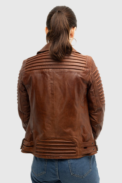 Queens Women's Fashion Lambskin Leather Jacket, Red Ford