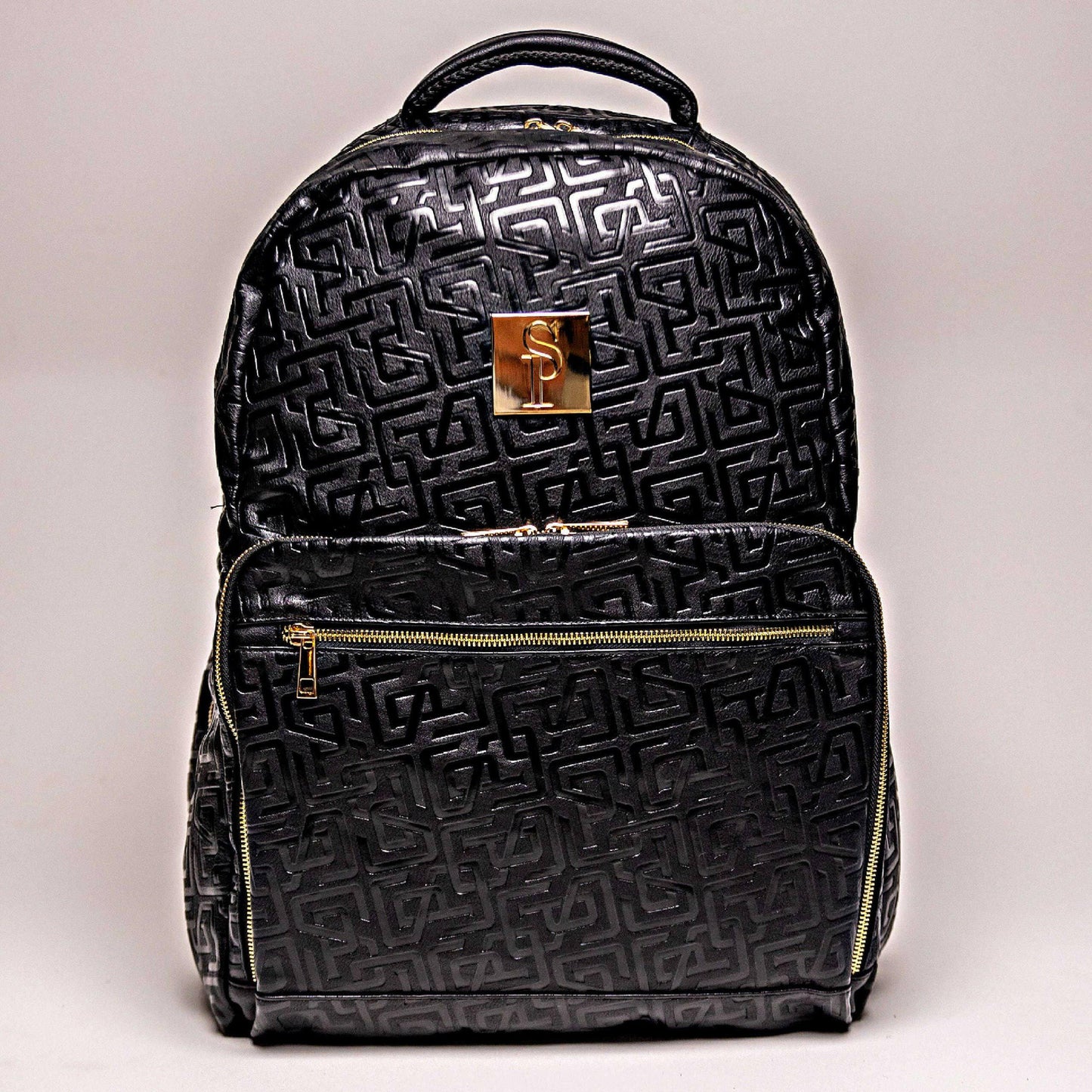 Black Monogram Leather Daily Commuter Bag
