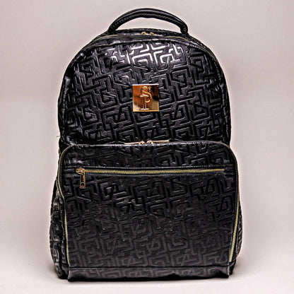 Black Monogram Leather Daily Commuter Bag