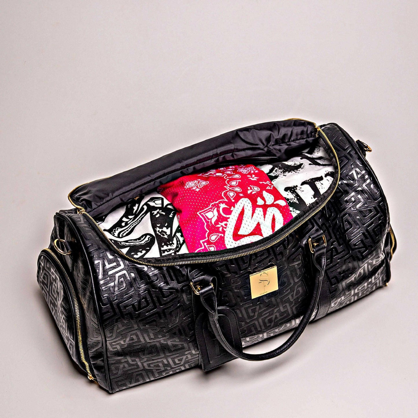 Black Monogram Leather Duffle Bag