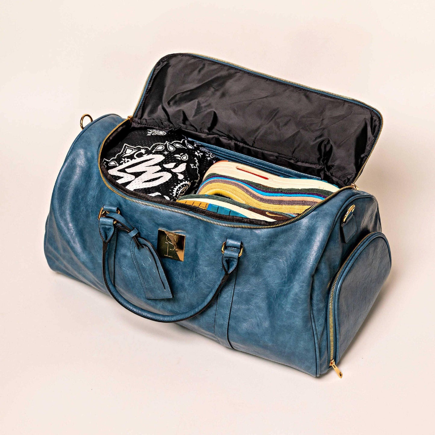 Blue Tumbled Luciano Leather Duffle