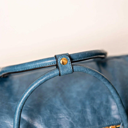Blue Tumbled Luciano Leather Duffle