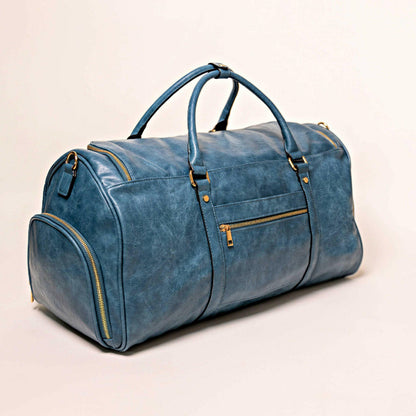 Blue Tumbled Luciano Leather Duffle
