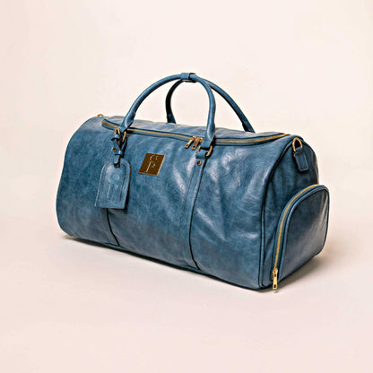 Blue Tumbled Luciano Leather Duffle