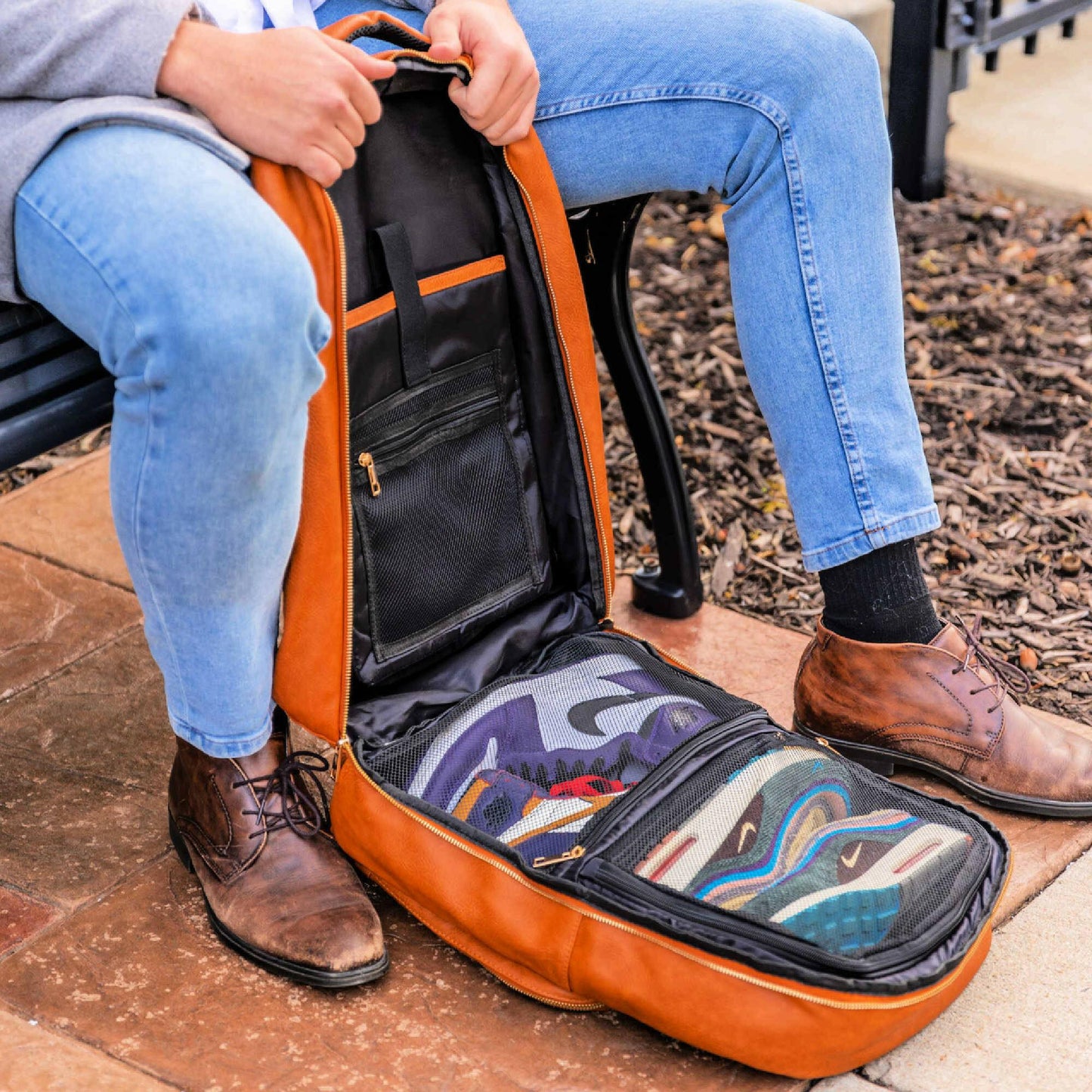 Brown Tumbled Leather Daily Commuter Backpack