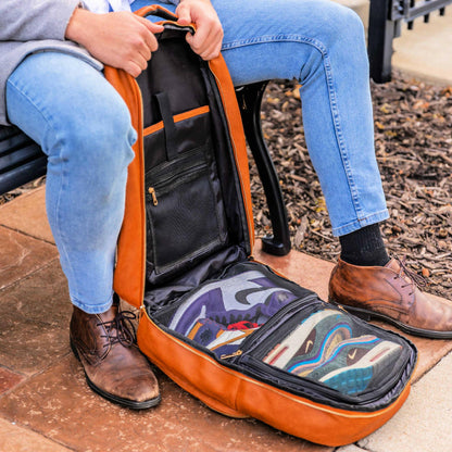 Brown Tumbled Leather Daily Commuter Backpack