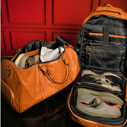 Brown Leather Patented Carry-on Bag | XL