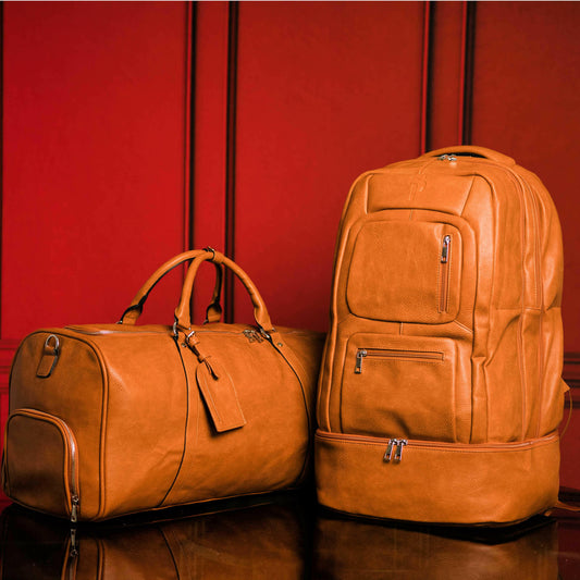 Brown Tumbled Leather Signature Bag Set