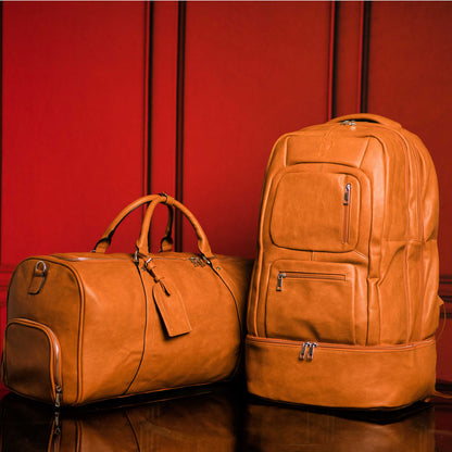 Brown Leather Patented Carry-on Bag | XL