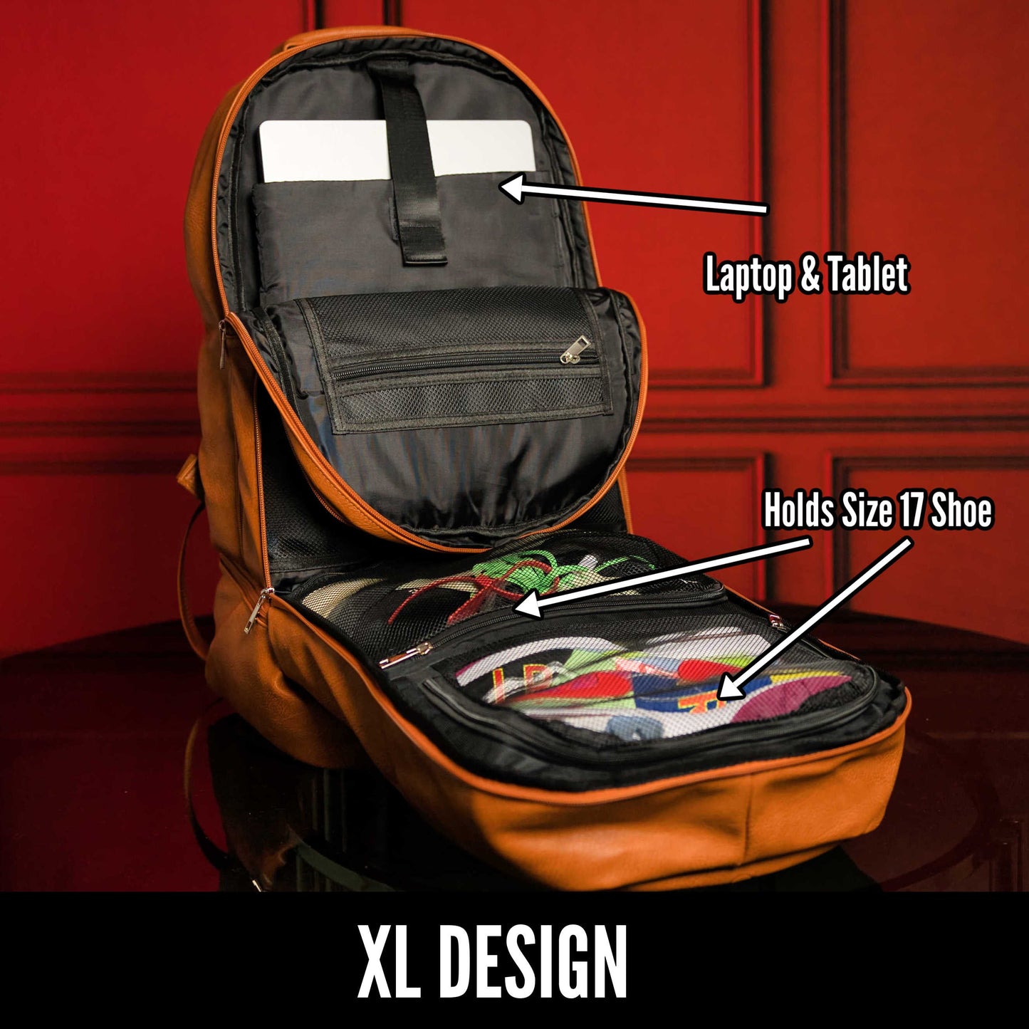 Brown Leather Patented Carry-on Bag | XL