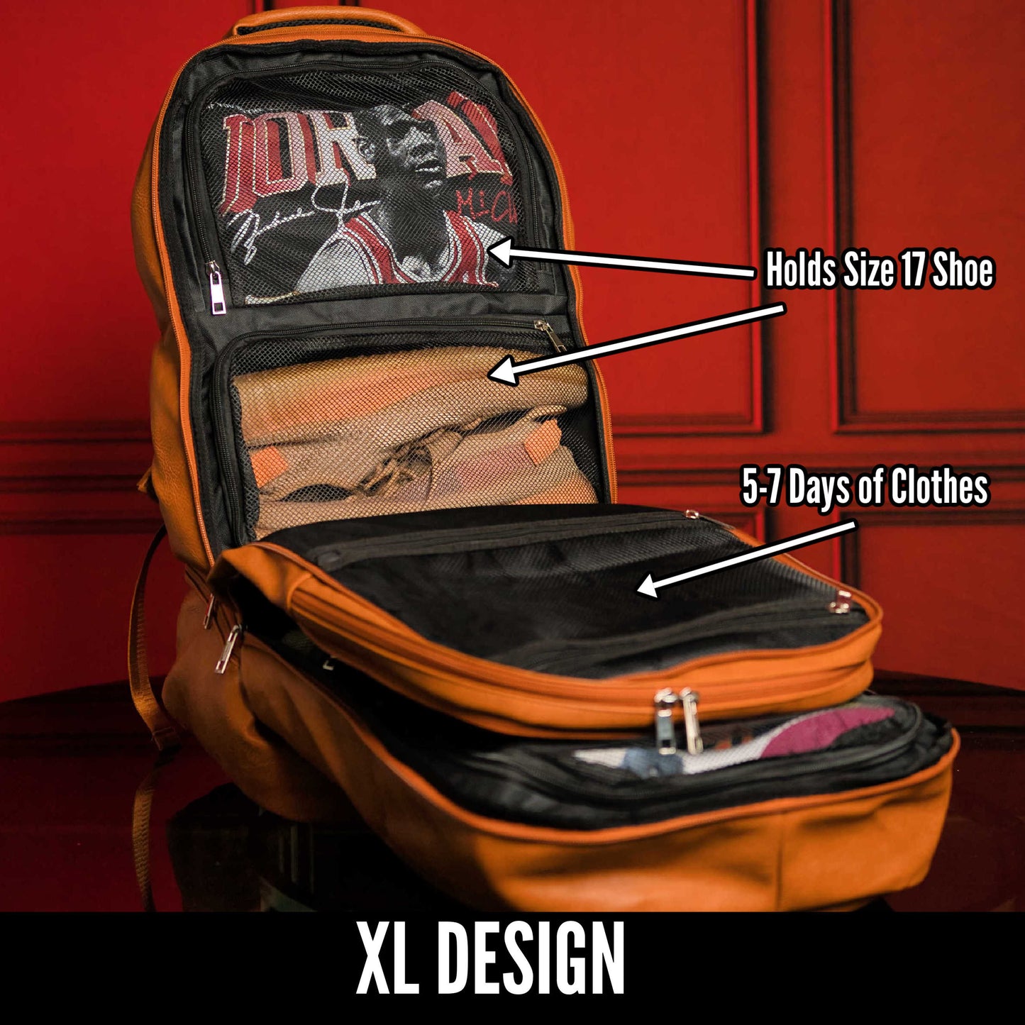 Brown Leather Patented Carry-on Bag | XL