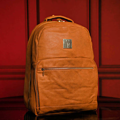 Brown Tumbled Leather Daily Commuter Backpack