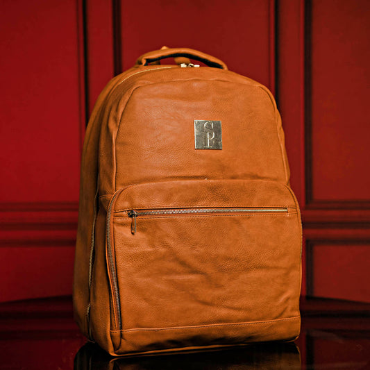Brown Tumbled Leather Daily Commuter Backpack
