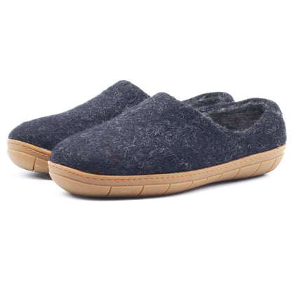 Victoria Wool House Shoe with Rubber Sole
