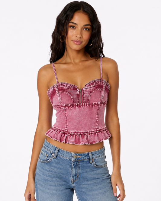 Sweetheart Neck Denim Cami