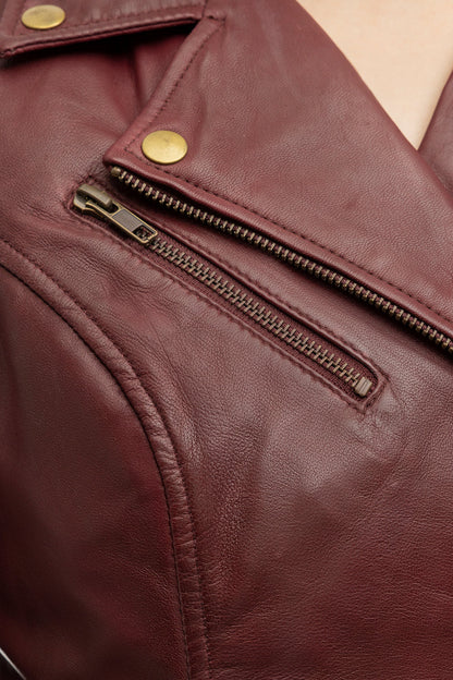 Harper Women's Lambskin Leather Moto Jacket