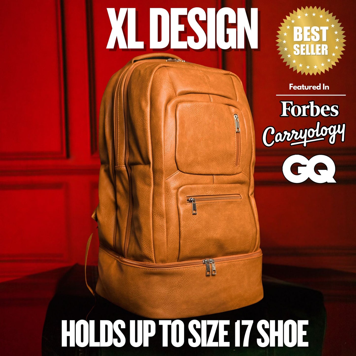 Brown Leather Patented Carry-on Bag | XL